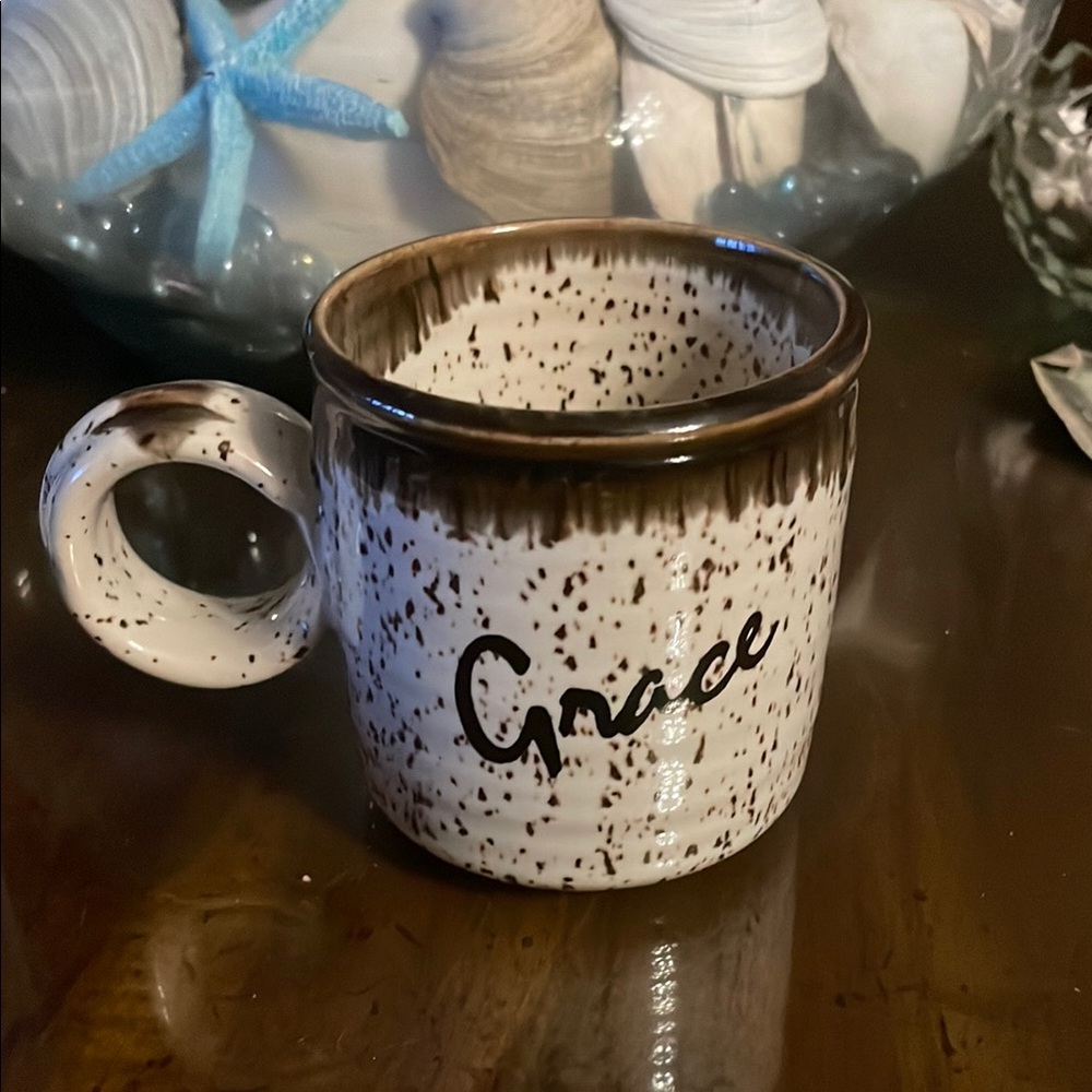 Clay in Mind Personalized Grace Pottery Art Brown Coffee Mug San Diego CA
